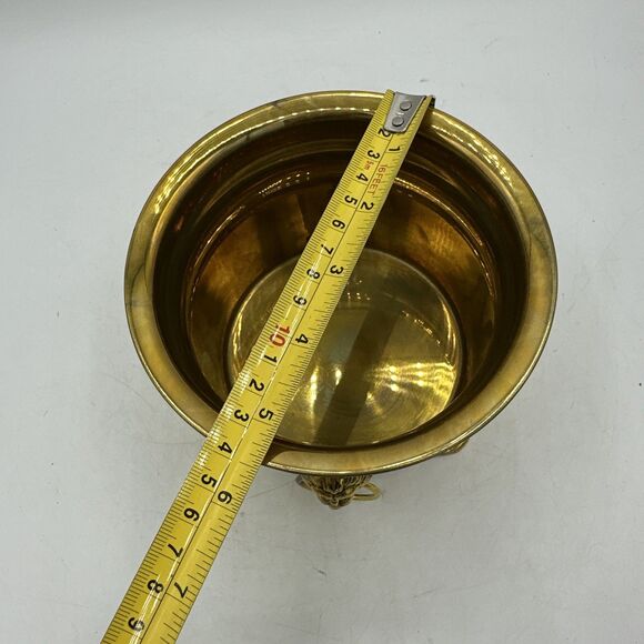 Small Brass Planter Pot Jardiniere Container Footed Lion 5.5” - Picture 12 of 13